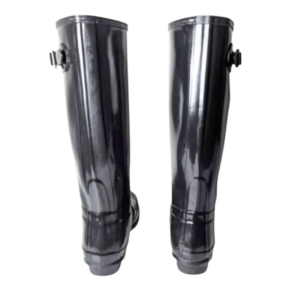 HUNTER Original Tall Gloss Rain Boot In Black Size 7